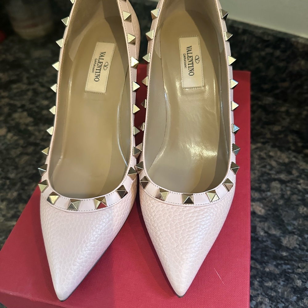Valentino Garavani Pink Stiletto Heels with Studded Detail
